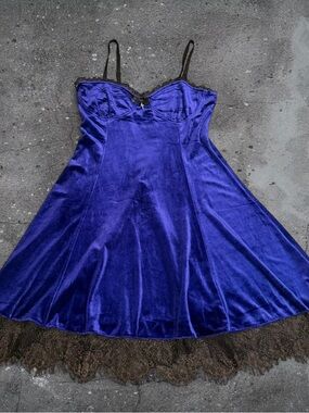 blue velvet mini dress gothic coquette lace slip y2k